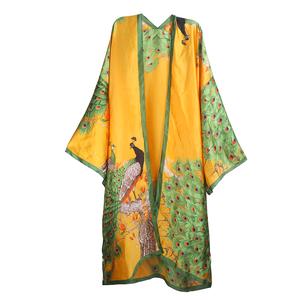 Atacado de Fábrica: Novos Cardigans Kaftan Femininos Tamanho Único em Cetim Estampado Respirável com Manga <span class=keywords><strong>Kimono</strong></span> - Robe Africano Feminino - Product Image 6