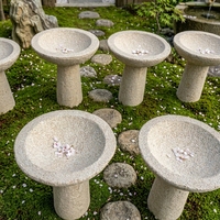 Grès rond, pierre à oiseaux, granit jaune, gris, blanc, marbre, noir, jardin extérieur