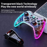 Nuevo Control Inalámbrico RGB para Juegos, Joystick para Android y PC, Control Transparente de Cristal Recargable para NS Switch, PS3 y PS4