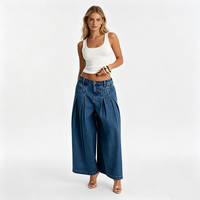 Jeans en denim décontractés amples plissés taille mi-haute style Y2K déchirés pour l'été – Vente en gros de haute qualité
