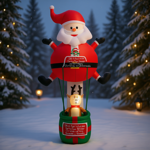 Décoration de Noël gonflable Père Noël et rennes de 2,4 m avec éclairage, alimentation secteur, support de montage, style traditionnel - Product Image 2