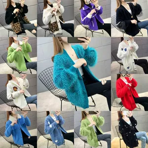 Áo len dệt kim nữ, áo khoác Cardigan Dày, nhà sản xuất áo len nữ mùa xuân và mùa thu, bán hàng trực tiếp và bán buôn