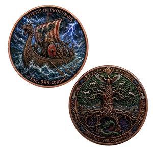 Pièce commémorative Navire nordique 2026, double face, avec relief de runes, plaquée <span class=keywords><strong>fer</strong></span>, dans un boîtier en acrylique - Product Image 4