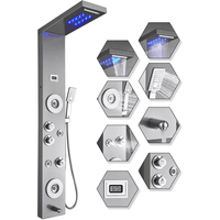 Panneau de Douche Mural en Acier Inoxydable Colonne de Douche LED Effet Cascade Système avec Massage