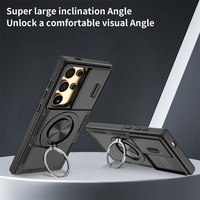 Funda Magnética Antigolpes con Protección de Lente de Cámara Deslizante para Samsung S25 Ultra A14 A15 A16 A36, Cubierta Protectora con Anillo