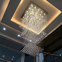 Lustre en cristal moderne et simple pour salon, villa nordique, escalier duplex, grande lampe de plafond, longue suspension