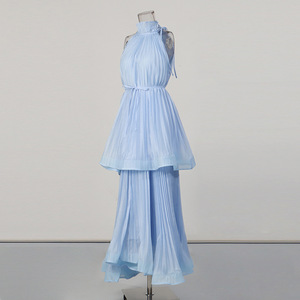 <span class=keywords><strong>Vestido</strong></span> Bettergirl 2026 para Ramadán, de lujo ligero, color <span class=keywords><strong>azul</strong></span> claro, con cuello alto y plisado. - Product Image 3