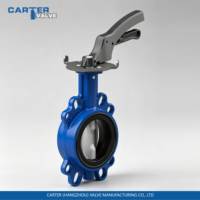 Vanne papillon à disque DIN certifiée CE Carter pour eau/air/gaz/fluide faiblement corrosif en fonte ductile, acier au carbone, acier inoxydable