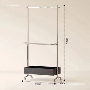 Modern Stainless Steel Clothes <b>Rack</b> With <b>Storage</b> Drawer Portable Wardrobe For Bedroom And Living Space - Product Image 3