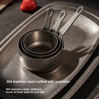 Cuillère et tasse à mesurer de cuisine en acier inoxydable 304, style antique flocon de neige, 60/80/100 ml, pour farine, lait en poudre, pâtisserie et pesée