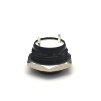 Mini bouton-poussoir momentané étanche noir à tête haute de 16 mm avec sonnette intégrée