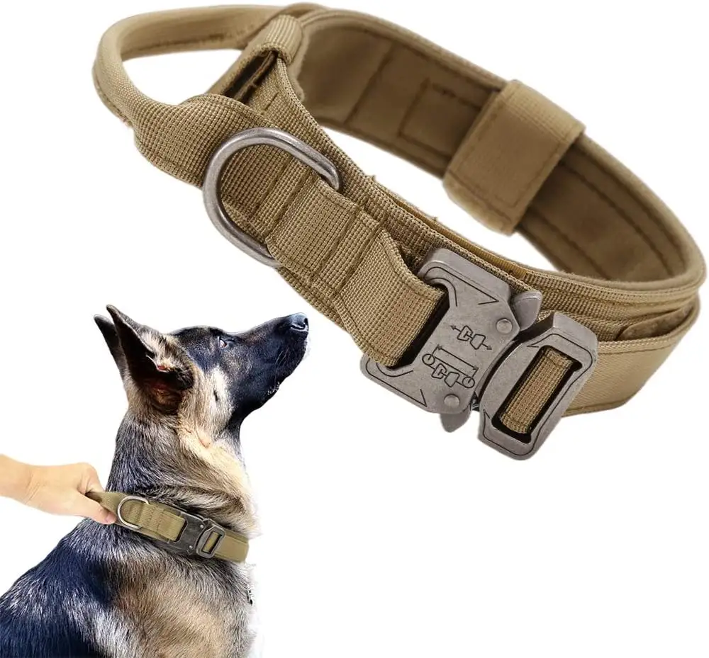 ปลอกคอสุนัขแนวยุทธวิธีสำหรับฝึกสุนัขปลอกคอสุนัขแนวยุทธวิธีสายรัดทำจากไนลอนปรับได้ใช้งานหนัก