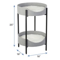 Lit surélevé pour chat moderne en fer forgé à deux niveaux avec long coussin en fausse fourrure
