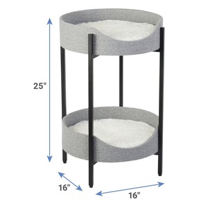 Erhöhtes modernes schmiede eisernes Katzen bett zweistufig mit langem Kunst pelz kissen - Product Image 4