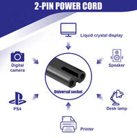 Câble d'alimentation CA à prise US, 2 broches, figure 8 C7 vers NEMA 1-15P pour ordinateur portable, imprimante mince, moniteur, projecteur, certifié ETL