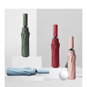 맞춤형 브랜드 자동 열기 및 닫기 고품질 3 접이식 자동 우산 접이식 자동 우산 3 배