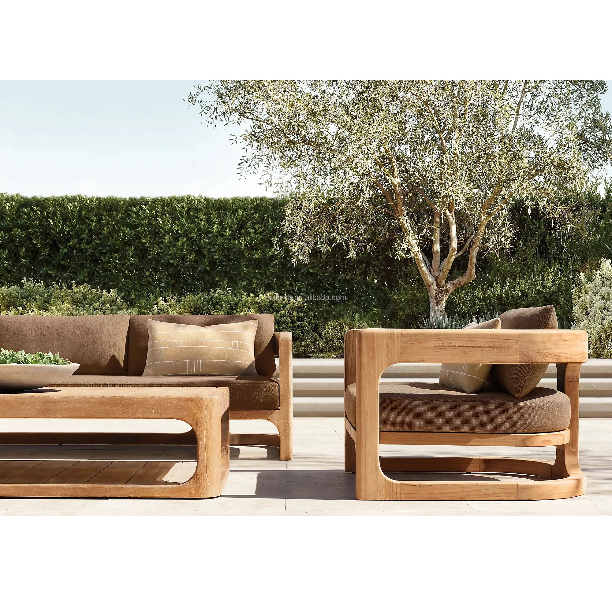 Luxus ästhetische Anziehung kraft tiefe Sitz gelegenheiten Holz Gartenmöbel moderne Teak Sofa garnitur
