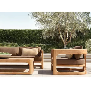 Set di divani moderni in teak per mobili da esterno in legno con seduta profonda estetica di lusso