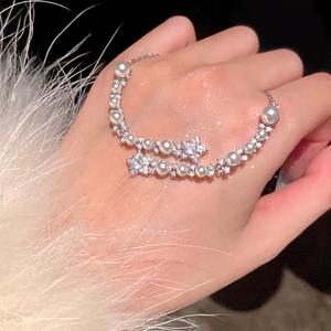 Exquisito Collar con Colgante Individual de Plata de Ley S925 para Mujer, Estilo Lujoso y Sofisticado con Estrella de Diamante Rosa Japonés - Product Image 1