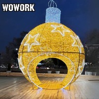 Boule de Noël géante WOWORK 2026, décoration imperméable pour extérieur, grande boule de Noël vintage à LED, accessoire photo, motif de Noël, fournitures de rue