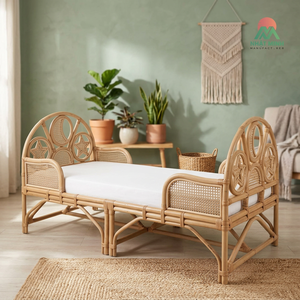 Cama infantil de ratán natural que se puede montar en 3 partes. Muebles para dormitorio infantil. - Product Image 4