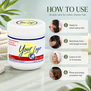 Mascarilla Capilar Intensiva de Marca Privada para Reparar Cabellos Dañados, Crema Acondicionadora Profunda con Silicona, Venta al por Mayor - Product Image 4