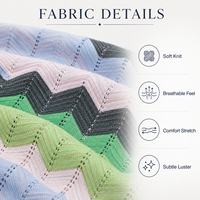 Robe midi en tricot bleu-vert à chevrons personnalisée pour femmes, col rond, manches courtes, coupe évasée, OEM ODM