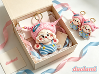 Porte-clés en peluche personnalisé, mascotte mignonne à cheveux roses, pour souvenir d'entreprise