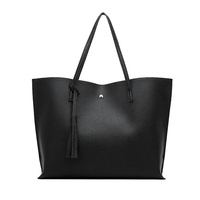 Sac fourre-tout d'été en PU pour femme, style coréen, avec pompons, grande capacité
