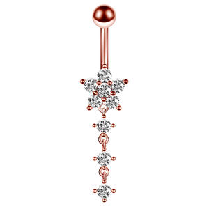 Anneau de nombril en acier pour femme, anneau de nombril, Barbell, pavé CZ, chirurgical, bijoux, 14g - Product Image 5