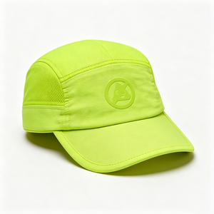 Lightweight Breathable Neon Green 5 Panel Running Cap Quick Dry Mesh Sports <b>Hat</b> for Men - Product Image 2