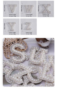 Patchs brodés en tissu à <span class=keywords><strong>repasser</strong></span> avec des lettres en alphabet, des perles blanches et des strass, décoration, applique, artisanat DIY - Product Image 4