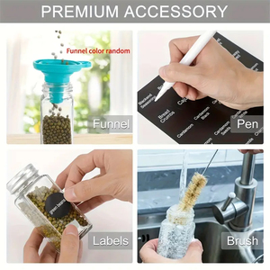 Vente en gros d'étiquettes de pots à épices de 4oz Récipients de cuisine autocollants Pots à épices en verre carrés de 120ml avec couvercles en bambou - Product Image 2