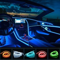 Accesorios de interior para coche, lámpara de ambiente de 5m, línea de luz fría con USB, tablero decorativo, consola, luz ambiental LED automática