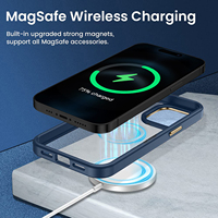 Étui de protection de luxe transparent de haute qualité, design blindé écologique, épaisseur 2 mm, en acrylique givré avec bordure en TPU et boutons en alliage pour