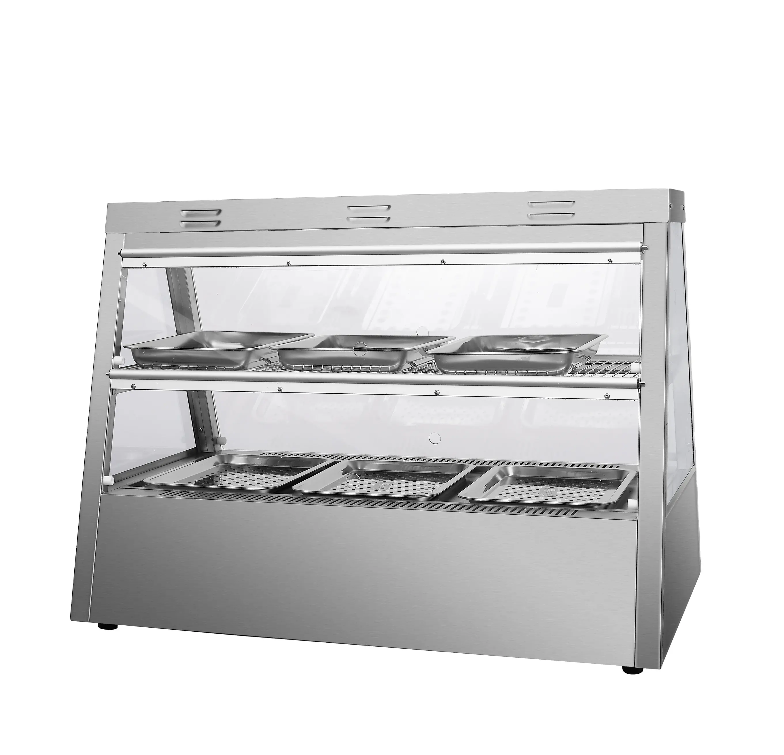 Factory direct sales electric heating cooked food warmer display showcase commercial tray glass insulation cabinet