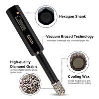 Foret diamanté à tige hexagonale brasé sous vide de 5 mm à 14 mm, scie cloche pour carrelage avec cire de refroidissement pour granit, marbre et maçonnerie