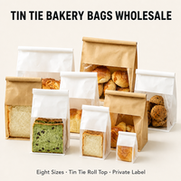 Sacs en papier kraft de boulangerie personnalisés avec logo, marron et blanc, de qualité alimentaire, avec fenêtre, fond plat, pour le stockage du pain grillé, en stock, prix d'usine, vente chaude