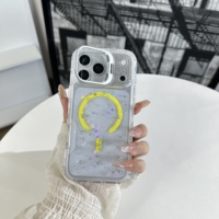 Coque de téléphone antichoc magnétique scintillante en époxy transparent avec support d'appareil photo pour iPhone 18 Pro Max – Meilleure vente