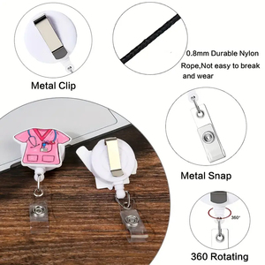 Insigne rotatif rétractable personnalisé pour infirmière Clip <span class=keywords><strong>d</strong></span>'identification médicale Accessoires en métal Plaques signalétiques pour travailleurs de la santé en métal - Product Image 4