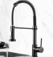 Robinet d'évier noir mat de haute qualité, mitigeur de cuisine professionnel avec pulvérisateur à ressort