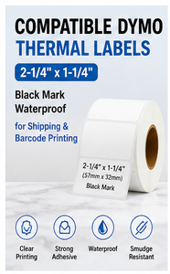 สติกเกอร์กันน้ำสีดำขนาด 2-1/4"x1-1/4" สำหรับการจัดส่งและการพิมพ์บาร์โค้ด - Product Image 6