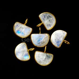 Dijes de Piedra Lunar Arcoíris AAA+ Tallados en Forma de Fruta Naranja, Dijes de Cristal Curativo, Dijes de Joyería de 14x10 mm, Colgante de Piedra Lunar con Baño de Oro Vermeil - Product Image 1