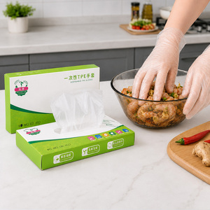 Gants jetables en TPE de qualité alimentaire, transparents, imperméables, résistants à l'huile, écologiques, d'épaisseur moyenne, pour le nettoyage de la cuisine et les tâches ménagères - Product Image 4