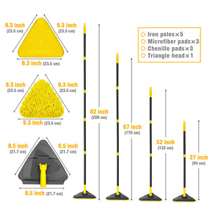 Mopa limpiadora de pared con mango largo de 82 pulgadas, herramienta de limpieza de techo 3 en 1 plumero con 6 almohadillas de chenilla de microfibra de repuesto - Product Image 3