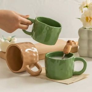 Custom Office <b>Large</b> Eco-Friendly Ceramic Coffee <b>Cup</b> Creative Hand-Squeezed Texture Easy Clean Promotional Business Gift - Product Image 2