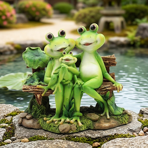 Statue de <span class=keywords><strong>Famille</strong></span> de Grenouilles en Résine sur Banc, Décoration de Jardin Résistante aux Intempéries pour Cour et Porche Chaleureux - Product Image 1