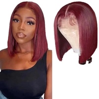Perruques Lace Front les plus vendues pour femmes africaines, courtes, lisses, style bob, brun blond, fibres résistantes à la chaleur
