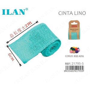 Nastro di lino Ilan Cinta 6cm X 2m Blu Lago per artigianato e decorazioni - Product Image 1
