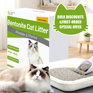 Litière pour chat en bentonite super blanche, écologique, biodégradable, sans poussière, hautement absorbante, vente en gros <span class=keywords><strong>d</strong></span>'usine - Product Image 1